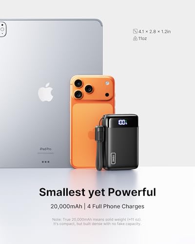 INIU Portable Charger, Smallest 20000mAh 22.5W Fast Charging Power Bank - color: Black