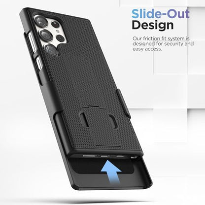 Encased DuraClip Designed for Samsung Galaxy S24 Ultra Belt Clip Case with Phone Holster and Kickstand (Black) - size: S24 Ultra