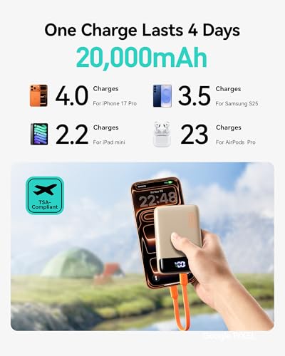 INIU Portable Charger, Smallest 20000mAh 22.5W Fast Charging Power Bank - color: Beige White