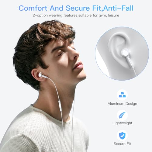 iPhone 17 Earphones USB C Wired- MFi Certified USB Type C Earbuds Wired with Mic & Volume Control HiFi Stereo Headphones for iPhone 16 Pro Max/15/iPad Pro/Air/Galaxy S26/S25/S24/ Ultra