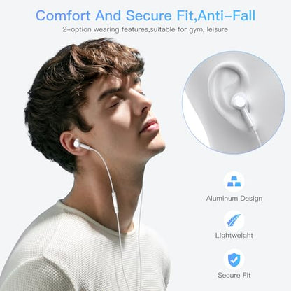 iPhone 17 Earphones USB C Wired- MFi Certified USB Type C Earbuds Wired with Mic & Volume Control HiFi Stereo Headphones for iPhone 16 Pro Max/15/iPad Pro/Air/Galaxy S26/S25/S24/ Ultra