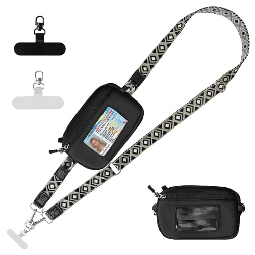 Clip and Go Strap for Phone with Wallet Crossbody Lanyard (Black Blue) - color: Black Blue