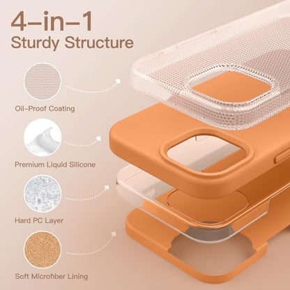JETech Silicone Case for iPhone 14, Marigold | Silky Soft Touch, Shockproof Protection, Scratch Resistant, Microfiber Lining - color: Marigold, size: iPhone 14