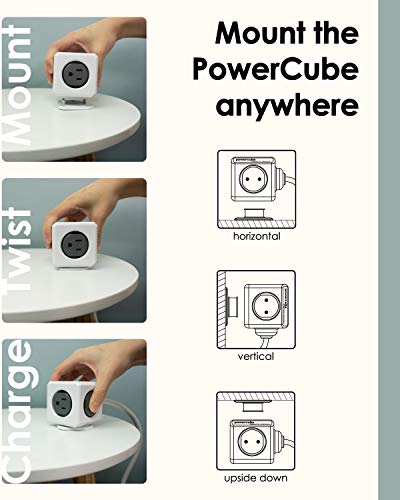 Allocacoc PowerCube Extended Blue Power Strip, 5ft Extension Cord 5 Outlets