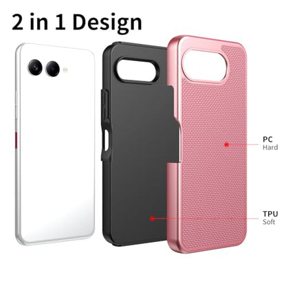 for T-Mobile REVVL 8 Phone Case with Tempered Glass Screen Protector,Dual Layer Heavy Duty Shockproof Protection Cover (Rose Gold) - color: Rose Gold