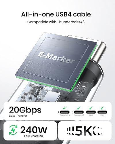 Silkland 20Gbps USB 4 Cable Long, 5K/4K@60Hz, 240W PD 3.1, 16.5FT/5M - size: 16.5FT