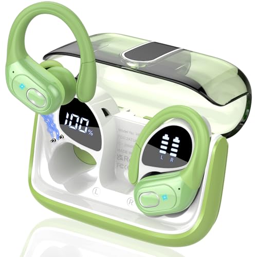 Wireless Earbuds 75H Bluetooth 5.4 Sport Headphones with Earhooks, Green - color: Green
