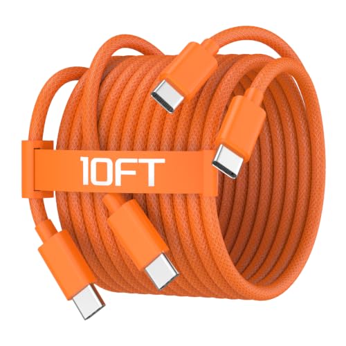 iPad Fast Charging Cable 2 Pack 10ft,USB C Cable for iPhone 17 16 15 - color: Orange