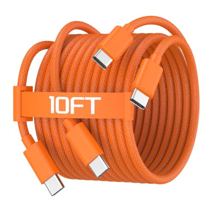 iPad Fast Charging Cable 2 Pack 10ft,USB C Cable for iPhone 17 16 15 - color: Orange