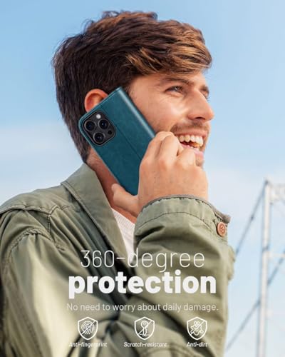 OCASE Compatible with iPhone 16 Pro Wallet Case, PU Leather Flip Folio Case with Card Holders RFID Blocking Kickstand [Shockproof TPU Inner Shell] Phone Cover 6.3 Inch 2024, Peacock Blue - color: Peacock Blue