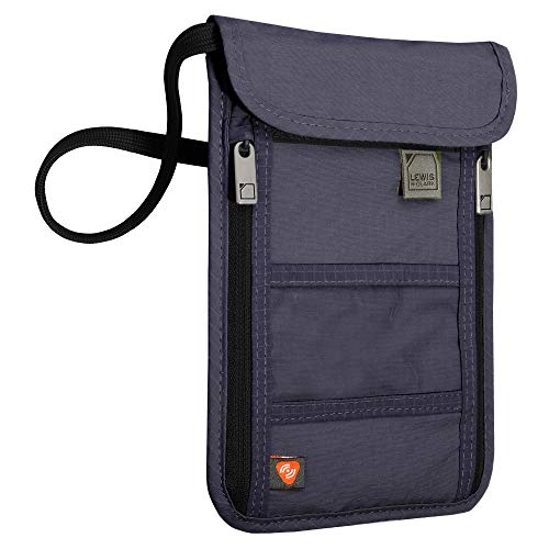 Lewis N. Clark Stash Neck Travel Wallet | RFID Blocking Passport Holder | Protect Personal Information | Navy - color: Navy
