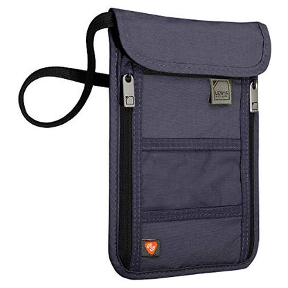 Lewis N. Clark Stash Neck Travel Wallet | RFID Blocking Passport Holder | Protect Personal Information | Navy - color: Navy