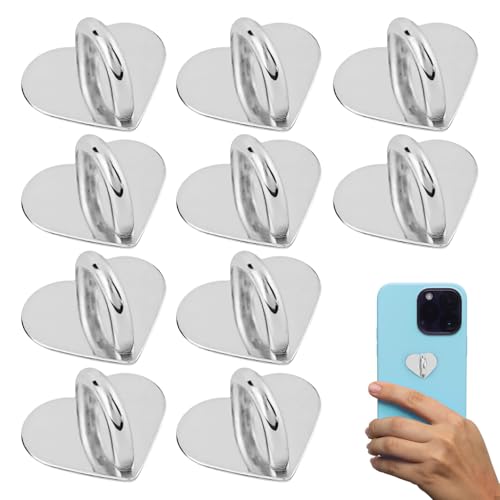 Heart Cell Phone Ring Holder, Cute Phone Charm Hooks Adhesive (Sliver) - color: Sliver