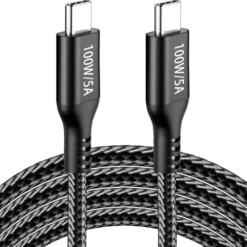 15FT 100W USB-C to USB-C Cable PD Fast Charging Cable Nylon Black - color: Black, size: 15FT