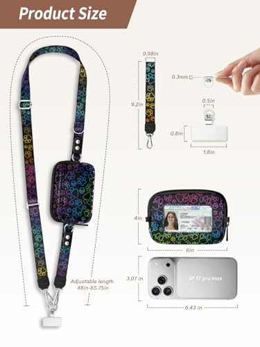 Clip and Go Strap for Phone with Wallet Crossbody Lanyard Dog Paw - color: Dog Paw