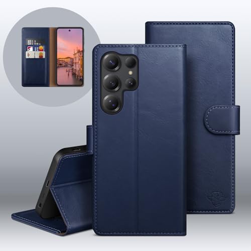 Wallet Case for Samsung Galaxy S25 Ultra, Blue | RFID-Blocking Card Holder, Kickstand, Magnetic Closure, PU Leather Folio Flip Cover, Protective Women Men Cases - color: Blue, size: Samsung Galaxy S25 Ultra