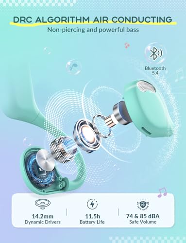 iClever OWS01 Kids Bluetooth Headphones, Air Conduction Open Ear Headphones - color: A-Purple