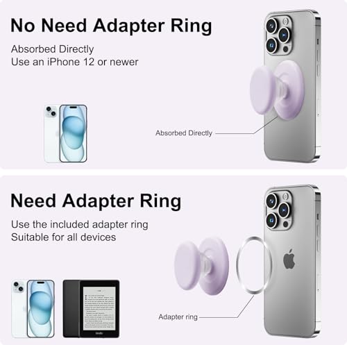 MOROCK Grip for Kindle with Kickstand and Magnetic Stand, Soft Silicone Magnetic Finger Grip for Kindle, iPhone and Smartphone, Cute Magnetic eReaders Holder, Light Purple - color: Light Purple