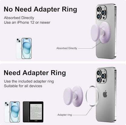 MOROCK Grip for Kindle with Kickstand and Magnetic Stand, Soft Silicone Magnetic Finger Grip for Kindle, iPhone and Smartphone, Cute Magnetic eReaders Holder, Light Purple - color: Light Purple