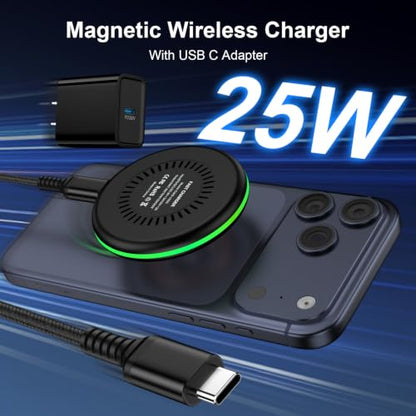 25W Magnetic Wireless Charger Pad for Samsung Galaxy S26 Ultra S26 FE S25 - color: Black
