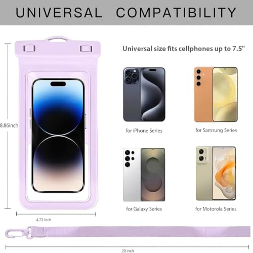 MOLOPPO Waterproof Phone Pouch, Large, Purple, for iPhone 15 16 17 Pro Max | Card Slot Inside, Beach Essentials, Waterproof - color: A4-Purple with Card Holder-1 Pack