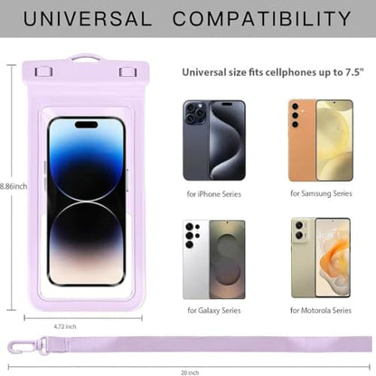 MOLOPPO Waterproof Phone Pouch, Large, Purple, for iPhone 15 16 17 Pro Max | Card Slot Inside, Beach Essentials, Waterproof - color: A4-Purple with Card Holder-1 Pack