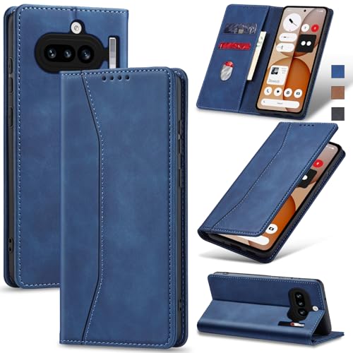 Jasonyu Flip Wallet Case for Nothing Phone 4a 5G,Blue | PU Leather Magnetic Folio Cover,with Card Holder,Kickstand,TPU Shockproof,Durable,Protective Phone Case - color: Blue, size: Nothing Phone 4a