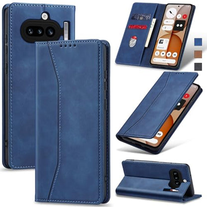 Jasonyu Flip Wallet Case for Nothing Phone 4a 5G,Blue | PU Leather Magnetic Folio Cover,with Card Holder,Kickstand,TPU Shockproof,Durable,Protective Phone Case - color: Blue, size: Nothing Phone 4a