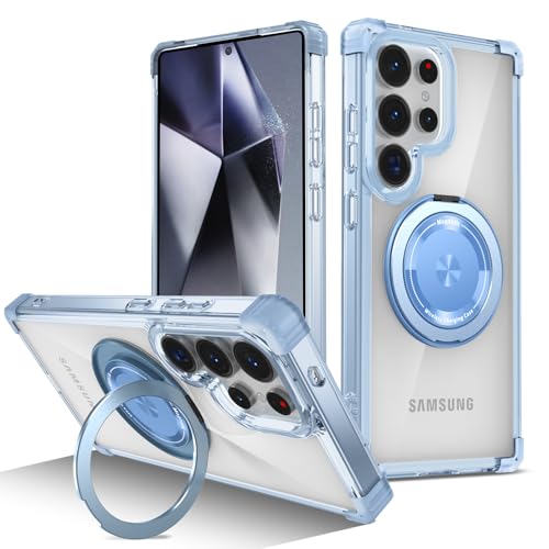 Compatible for Samsung Galaxy S25 Ultra Case 2025 [Compatible with Magsafe] [with 360°Rotatable Magnetic Ring Stand] Heavy Duty Millitary-Grade Clear Case for Samsung S25 Ultra Blue - color: Blue, size: For Samsung Galaxy S25 Ultra Case 6.9"