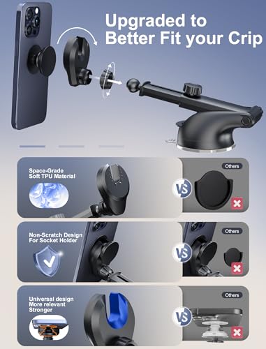 [2024 Upgraded Socket Car Phone Mount, [Extra Sticky, Non-Shaking] Multi-Functional Suction Cup Dashboard & Windshield Car Phone Holder for iPhone and All Smartphones with Socket Grip - style: Dashboard