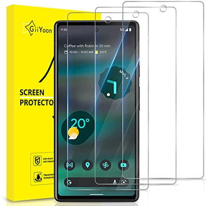 GiiYoon-3 PACK Screen Protector for Google Pixel 6A Tempered Glass [HD Full Coverage] [Easy Installation] [Round Edge] [Scratch Resistant] [9H Hardness] Protective Film