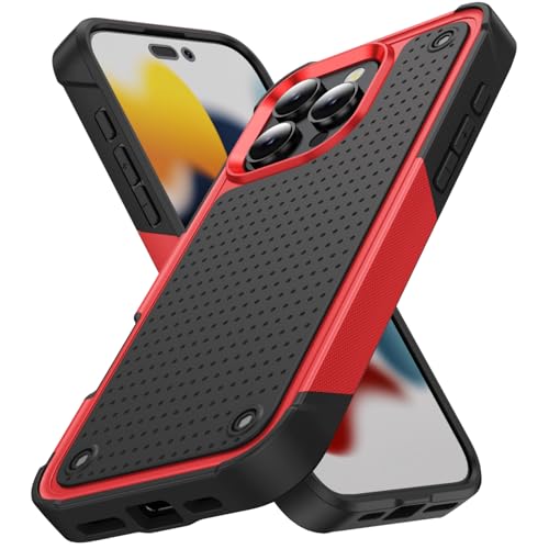 Designed for iPhone 16 Pro Max Case 2 in 1 Gift Militay Grade Drop Protective Rugged Heavy Duty Cover Shockproof Case for iPhone 16 Pro Max Phone Case for Women Men Boy Girl (Red) - color: Red