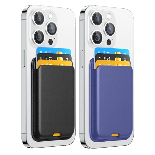 Magnetic Wallet Card Holder intended for Apple iPhone with Magsafe, Wallet for iPhone 17 16 15 14 13 12 Pro Max Air Plus Mini Series, Mag 3 Safe Wallet Stick on for Phone Case, Black Purple - color: Purple Black