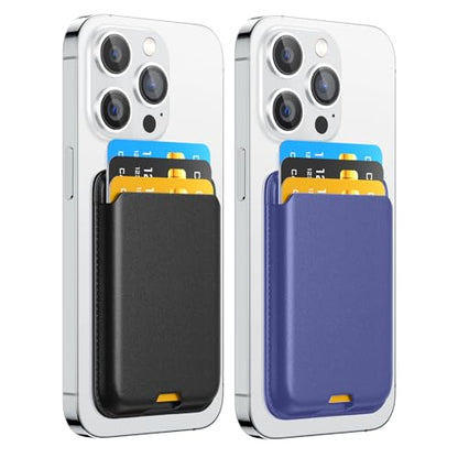 Magnetic Wallet Card Holder intended for Apple iPhone with Magsafe, Wallet for iPhone 17 16 15 14 13 12 Pro Max Air Plus Mini Series, Mag 3 Safe Wallet Stick on for Phone Case, Black Purple - color: Purple Black