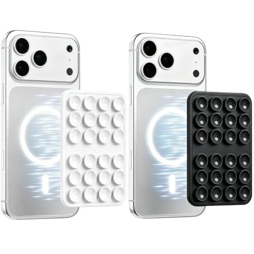 (2 Pack) Magnetic Suction Sticky Phone Grip for Magsafe, White & Black - color: White & Black