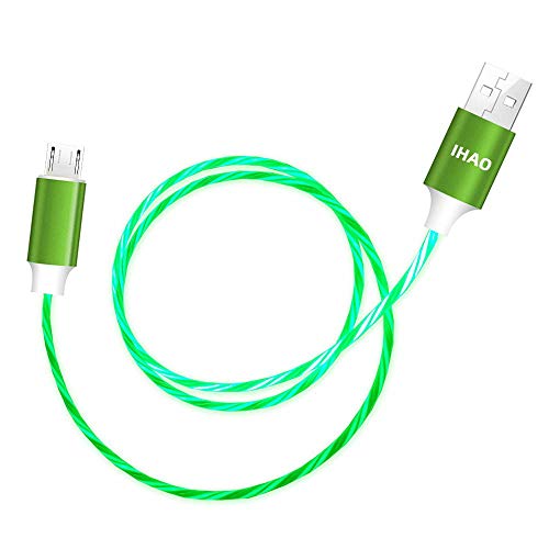 IHAO Micro USB to USB A Android Phone Charger Cable Fast Charging High Data Speed Visible LED Current Flowing for All Micro USB Device-Green/39 Inches… - color: Green LED Flowing Micro USB