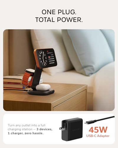 Satechi 3-in-1 Qi2 Foldable Stand, Wireless Charging Station, Space Black