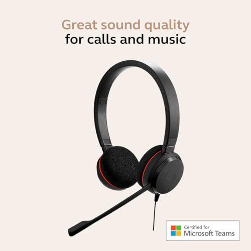 Jabra Evolve 20 Wired Headset (2025 Edition) with USB-A/USB-C, Black - color: Stereo, style: Teams Certified