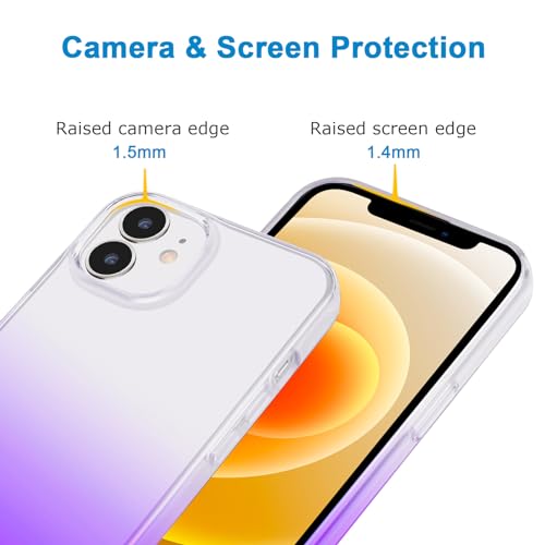 JJGoo Compatible with iPhone 12 Case & iPhone 12 Pro Case Clear, Soft Transparent Shockproof Protective Slim Thin Bumper Phone Cover for 12 and 12 Pro - 6.1 inch, Purple Gradient - color: Gradient Purple