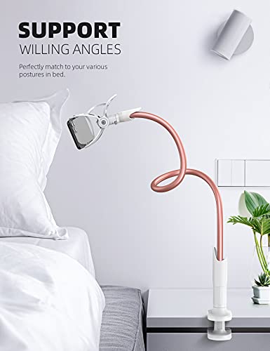 Lamicall Gooseneck Bed Phone Holder 33.4" Full Adjustable Flexible Arm - color: Rose Gold