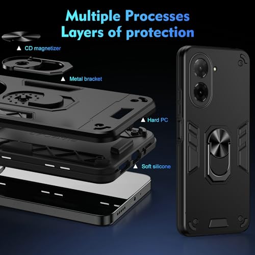 Compatible with Xiaomi Redmi A5 4G Case, Scratch Resistant Magnetism Kickstand for Poco C71 Phone Case Black - color: HY-GZS-black, size: Xiaomi Redmi A5 4G / POCO C71