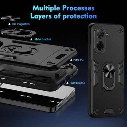 Compatible with Xiaomi Redmi A5 4G Case, Scratch Resistant Magnetism Kickstand for Poco C71 Phone Case Black - color: HY-GZS-black, size: Xiaomi Redmi A5 4G / POCO C71