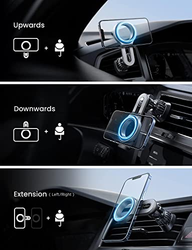 LISEN for Magsafe Car Mount, Strong Magnets Magnetic Phone Holders for Your Car, 360 Degree Adjustable Air Vent Hands Free Car Phone Holder Fit for iPhone 17-12 & All Smartphones, Silver - color: Silver