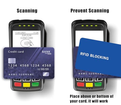 RFID Blocking Card - 3 Pack, Contactless NFC Credit Card ID Protection Safe Bank Card Passport Entire Wallet Purse Shield Protector Blocker Guard (Pack of 3, Blue) - color: Blue/3 cards