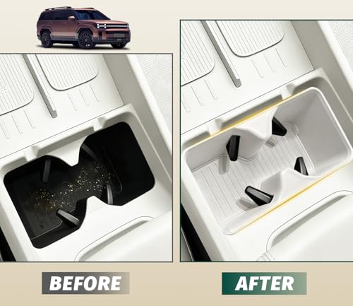 2Pcs Cup Holder Insert and Charging Mat for 2024-2026 Hyundai Santa Fe - size: For Santa Fe 2024-2026 2pcs White