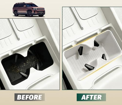 2Pcs Cup Holder Insert and Charging Mat for 2024-2026 Hyundai Santa Fe - size: For Santa Fe 2024-2026 2pcs White