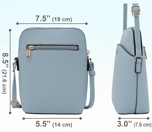 Small Crossbody Bag with Gold Hardware, Mini Shoulder Purse with Adjustable Strap - color: Light Blue