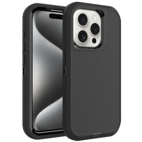 Case for iPhone 15 Pro Max, Heavy-Duty Tough Rugged Shockproof Drop Protective Cover Phone Cases, Black - color: Black+Black, size: iPhone 15 Pro Max