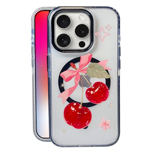 Big Cherry Bow for iPhone 13 Pro Case,MagSafe Compatible,Matte Soft Slim Shockproof Cover,Anti-Fingerprint,Anti-Yellowing,Anti-Scratch Back,Magnetic Phone Case for Women,Girl,Cute,Girly,Clear - color: Big Cherry Bow, size: iphone 13 pro