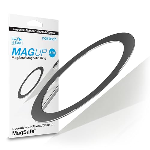 Naztech MagUp MagSafe Adapter - Universal Magnetic Phone Ring for Android & iPhone, Phone Magnet for Wireless Charging, Compatible with Any Qi-Enabled Case, 2 Pack